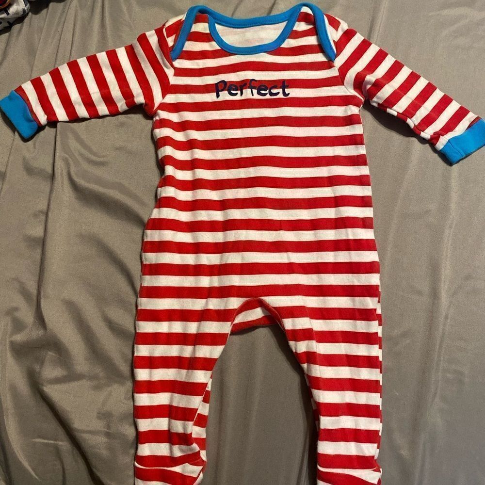 George ‘Perfect’ Red & White Striped Footie 0-3M